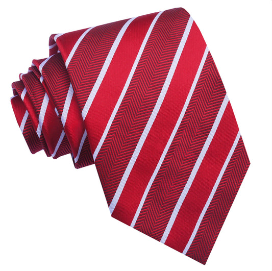 Red & White Zig Zag Stripes Tie