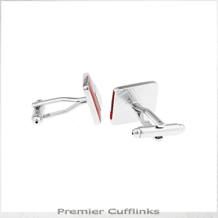 Red and Silver Squares Cufflinks