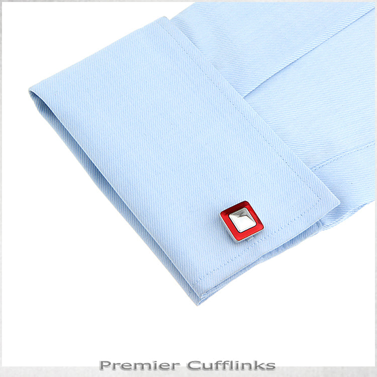 Red and Silver Squares Cufflinks