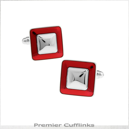 Red and Silver Squares Cufflinks