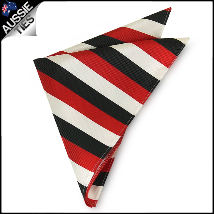 Red Black & White Striped Pocket Square 