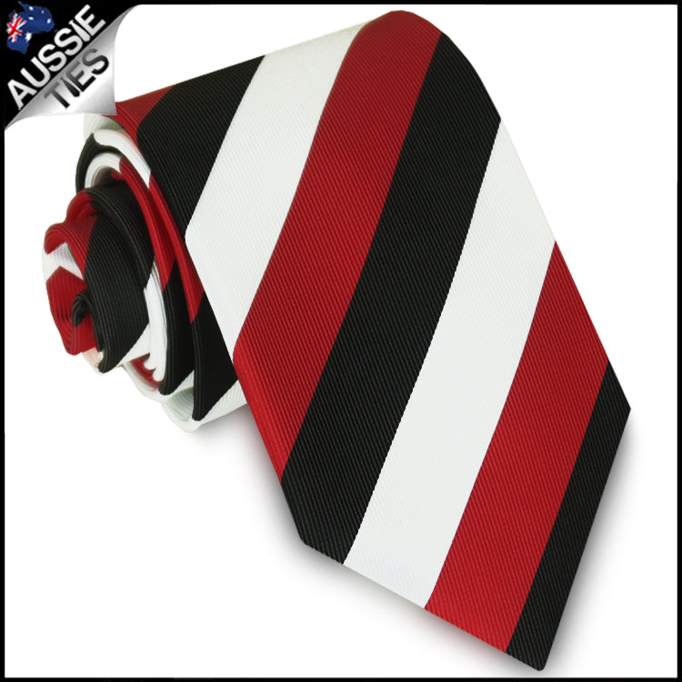 Boys Red, Black & White Stripes Sports Tie