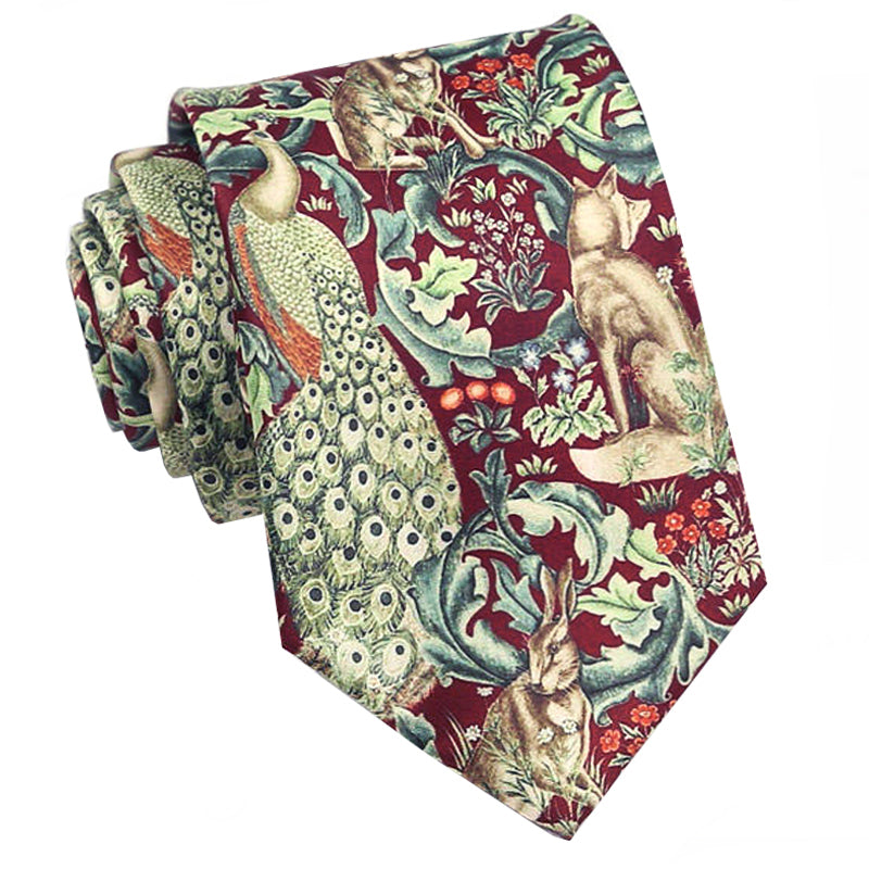 Burgundy with Animals 80s Pattern Tie