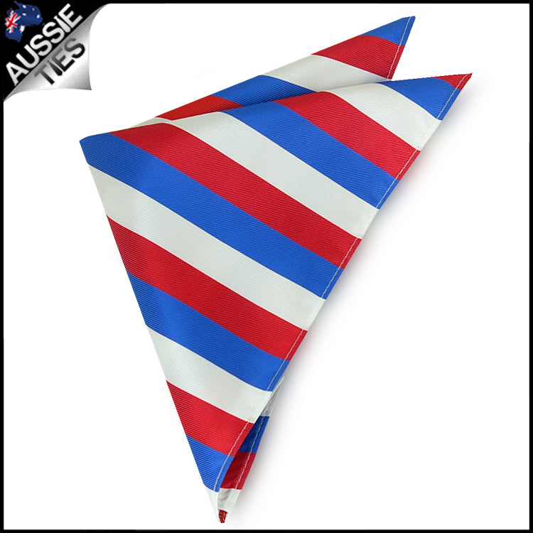 Red, White & Blue Striped Pocket Square 