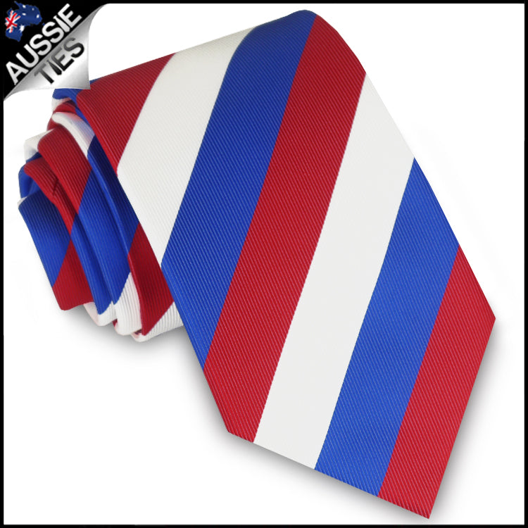 Boys Red, White & Blue Stripes Sports Tie