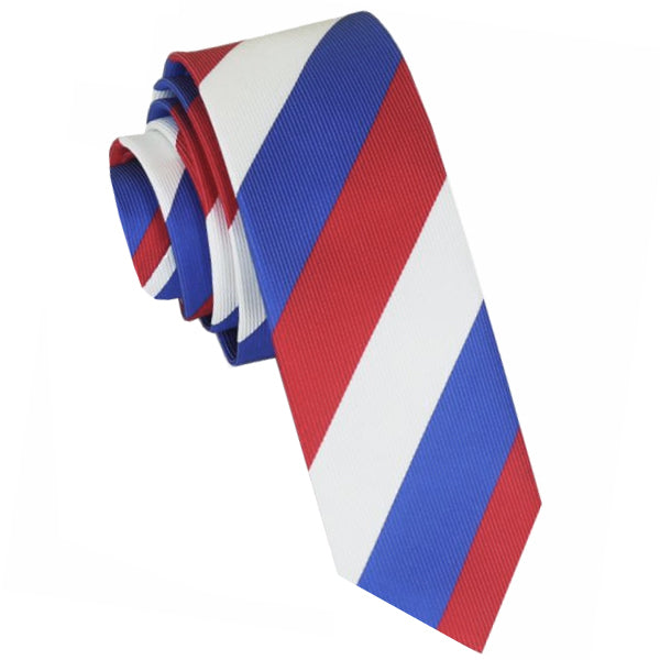 Red, White & Blue Stripes Skinny Tie
