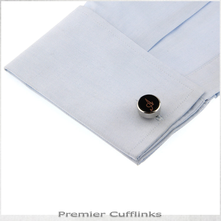 Single Black with Rose Gold Initial A Cufflink