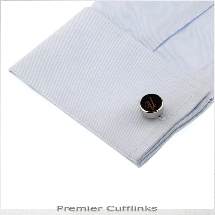 Single Black with Rose Gold Initial U Cufflink
