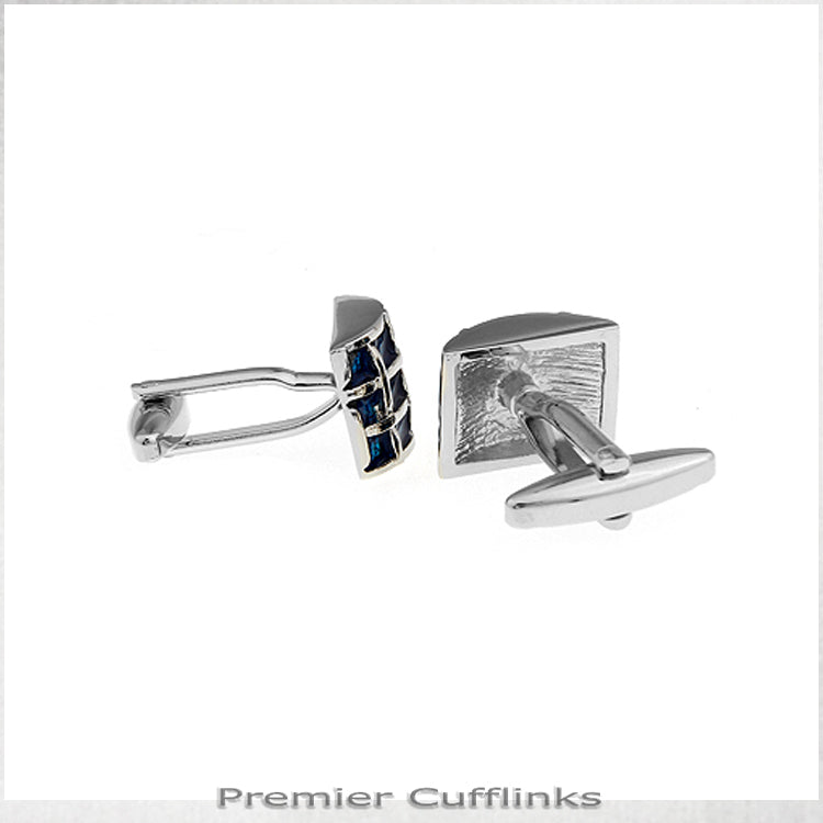Rounded Azure Blue Quadrants Cufflinks