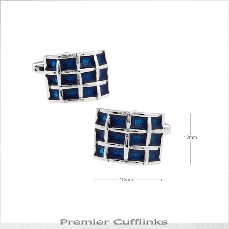 Rounded Azure Blue Quadrants Cufflinks