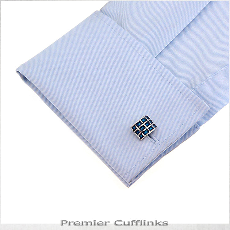 Rounded Azure Blue Quadrants Cufflinks