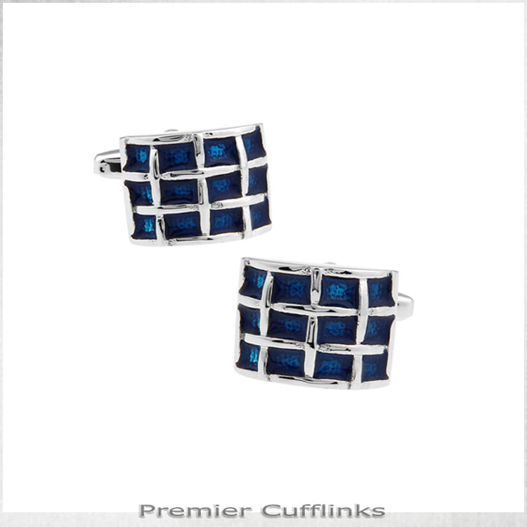 Rounded Azure Blue Quadrants Cufflinks