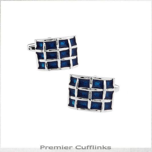 Rounded Azure Blue Quadrants Cufflinks