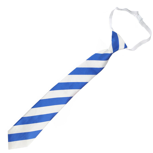 Boys Royal Blue & White Stripes Elastic Tie