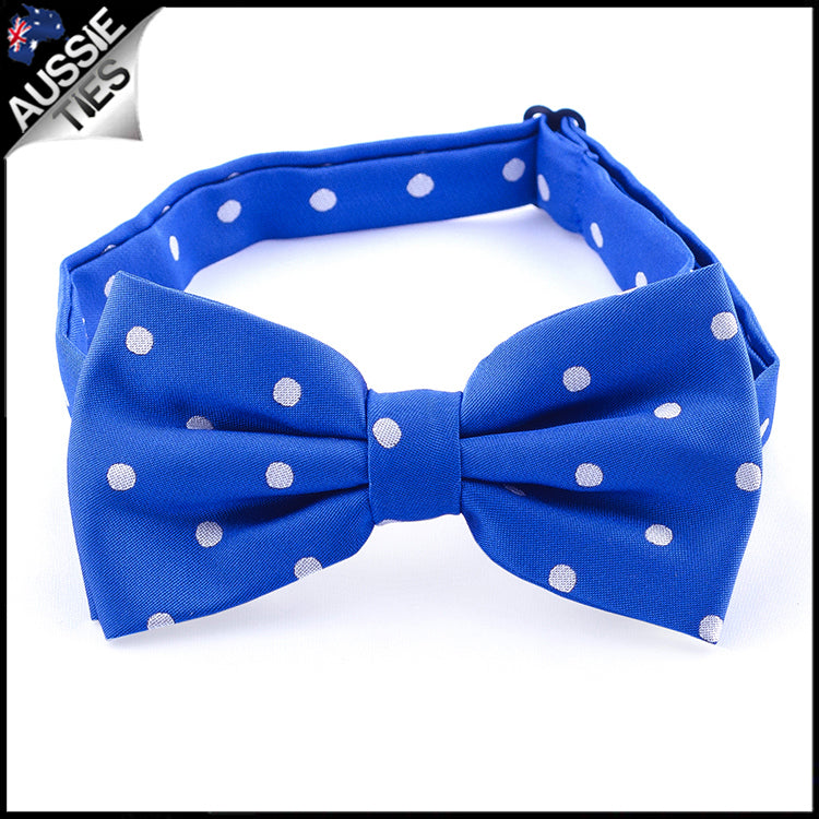 Royal Blue Polka Dot Mens Bow Tie