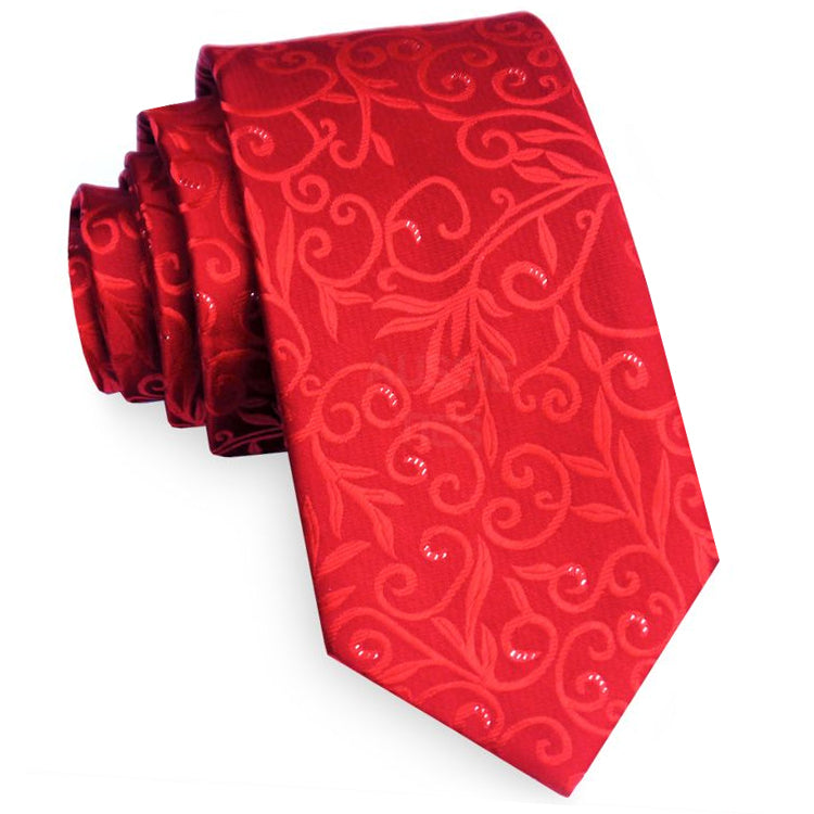 Scarlet Red Floral with Highlights Mens Tie
