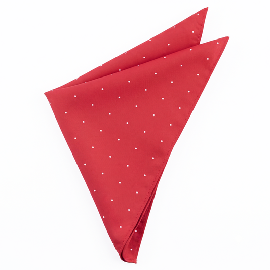 Scarlet Red Pin Dot Pocket Square Handkerchief