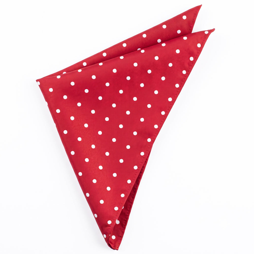 Scarlet Red Polka Dot Pocket Square Handkerchief