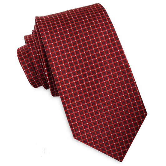 Scarlet with Red & White Checks Slim Tie 