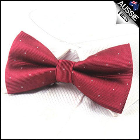 Burgundy with small polka dots bow tie