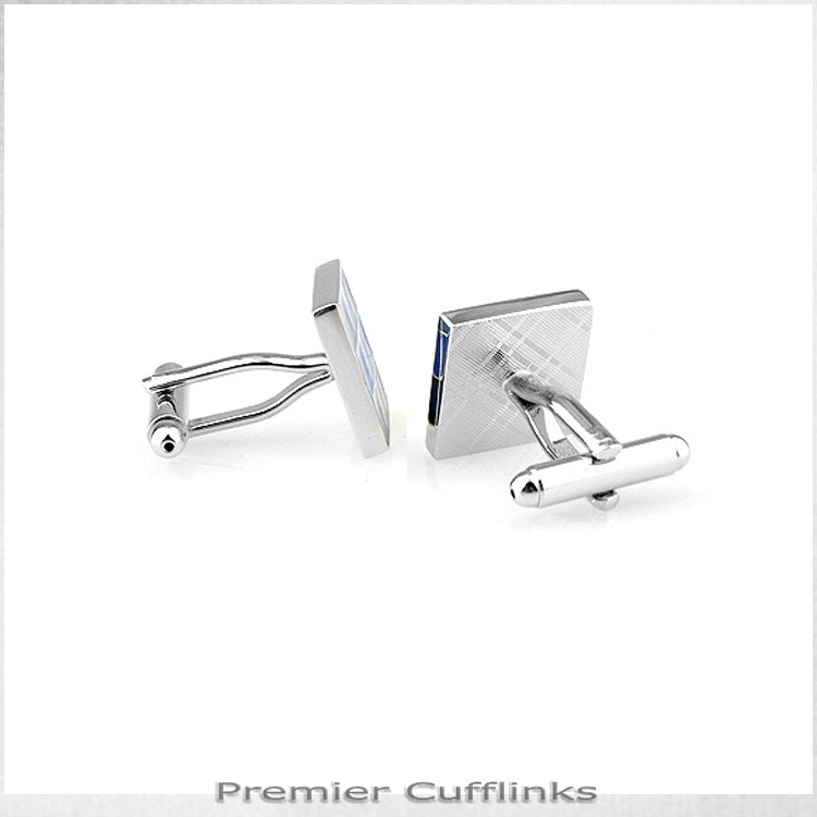 Shades of Blue Checker Board Cufflinks