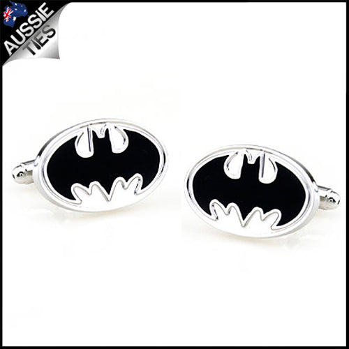 Mens Silver and Black Batman Cufflinks