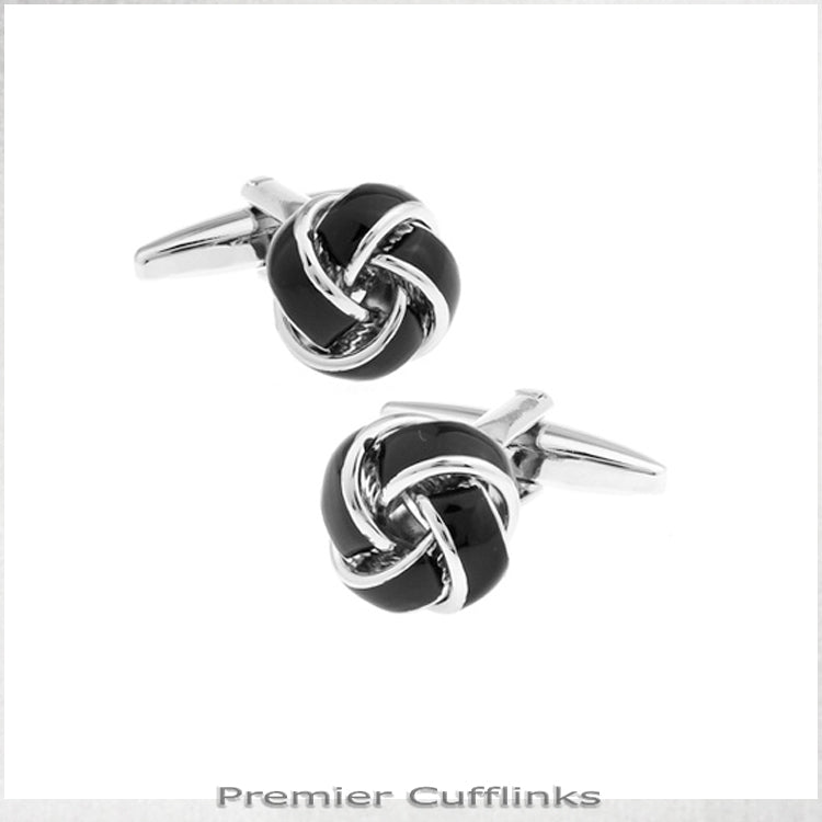 Silver and Black Knot Cufflinks