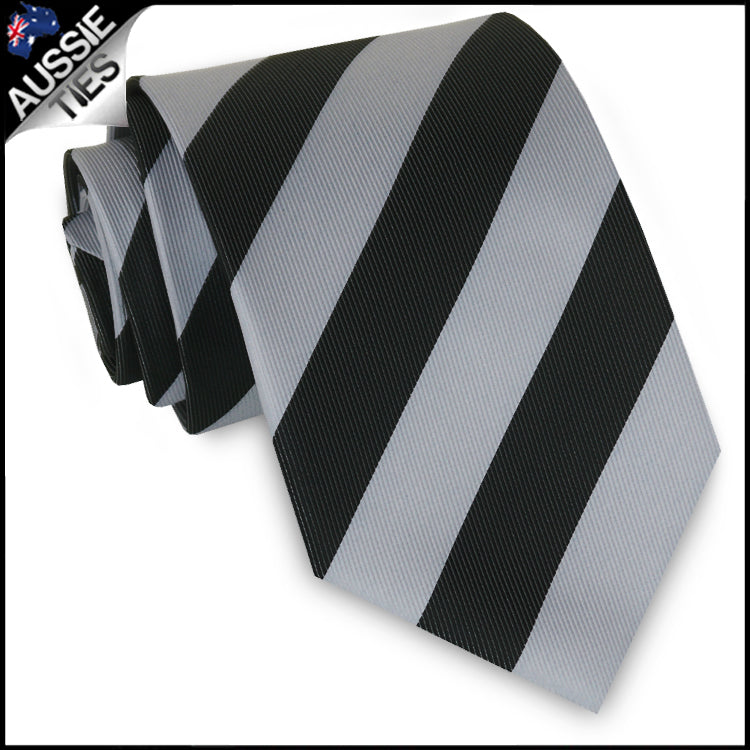Boys Silver & Black Stripes Sports Tie