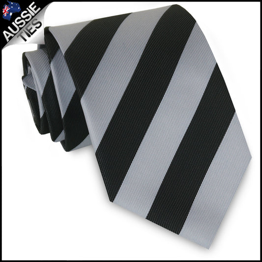 Boys Silver & Black Stripes Sports Tie