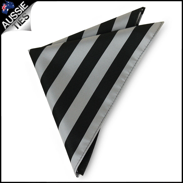Silver & Black Striped Pocket Square 