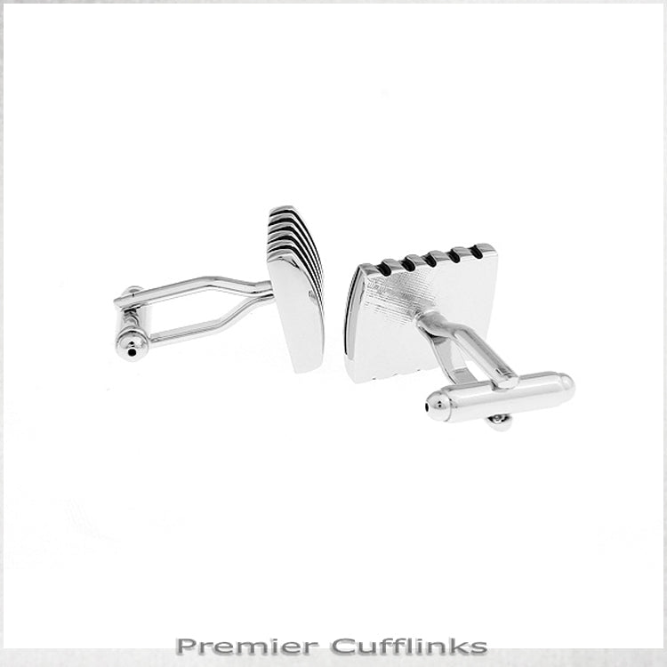 Silver and Black Ribs Cufflinks