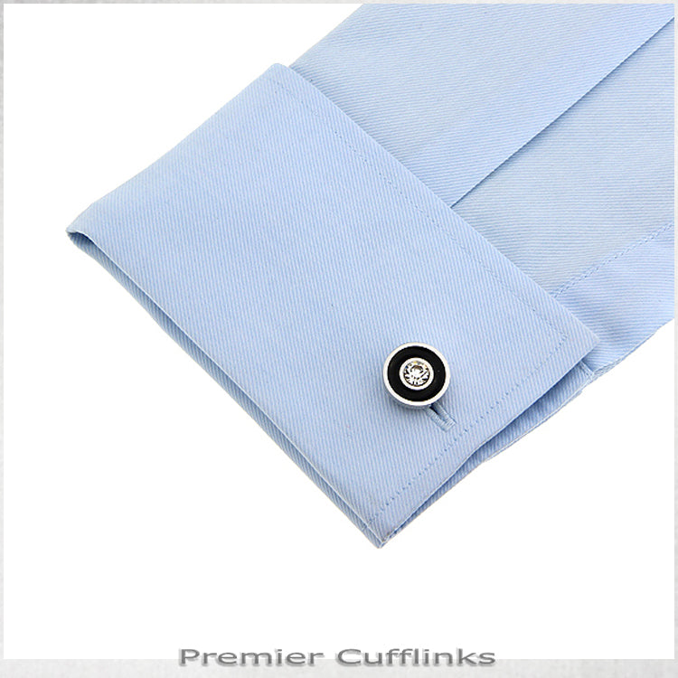 Silver And Black with Gem Inset Cufflinks