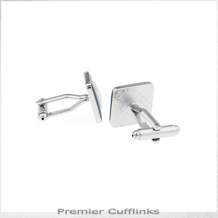 Silver and Cobalt Squares Cufflinks