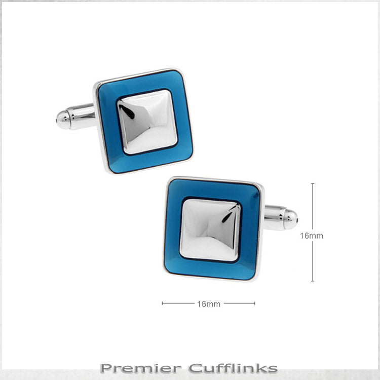 Silver and Cobalt Squares Cufflinks