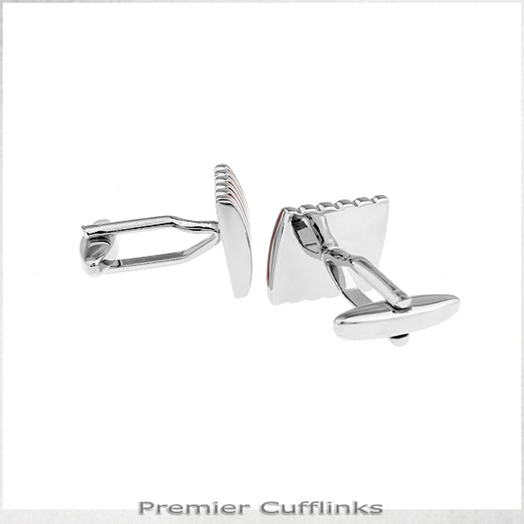 Silver and Pink Ribs Cufflinks