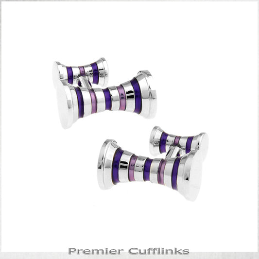 Silver and Purple Cyllindrical Cufflinks