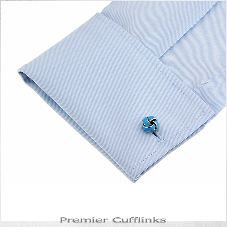 Silver and Sky Blue Knot Cufflinks