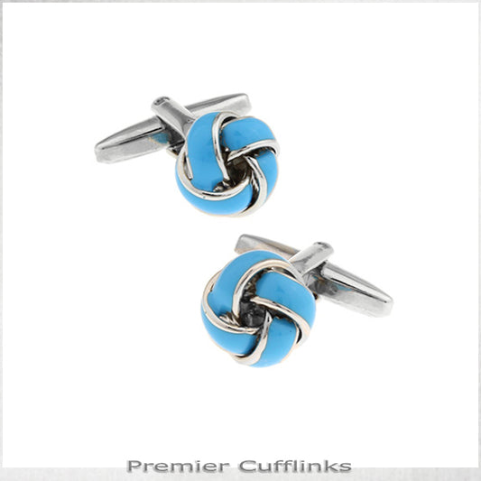 Silver and Sky Blue Knot Cufflinks