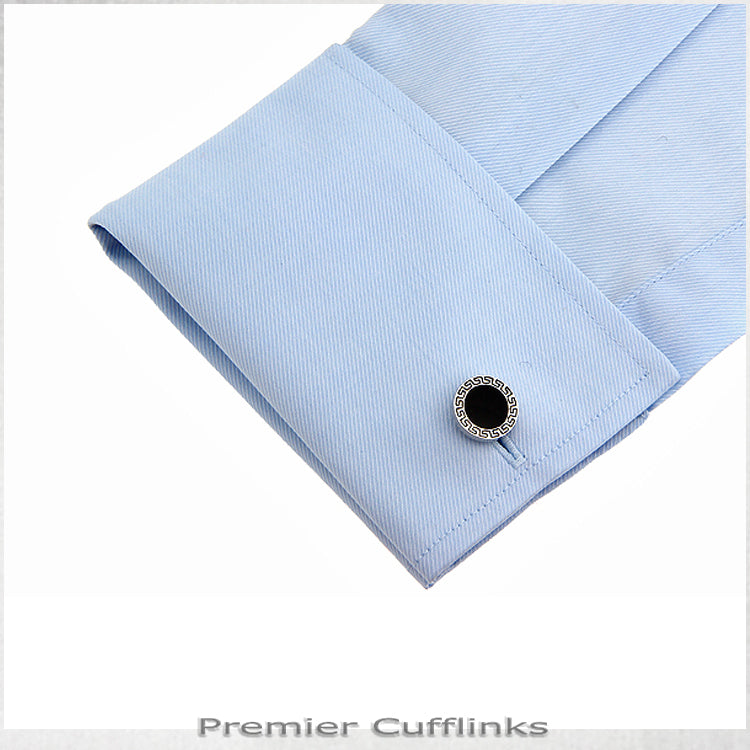 Silver Aztec with Black Inset Cufflinks