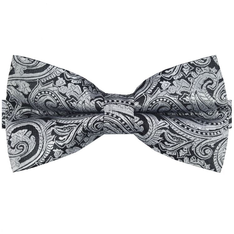 silver paisley bow tie