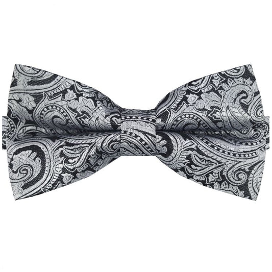 silver paisley bow tie