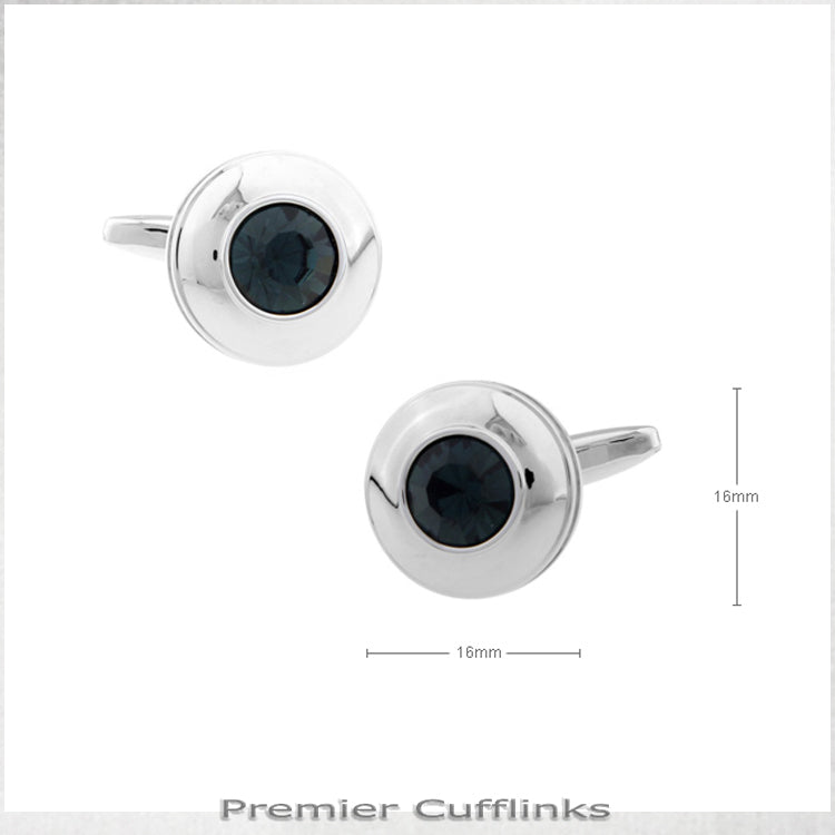 Silver Circle With Black Inset Cufflinks