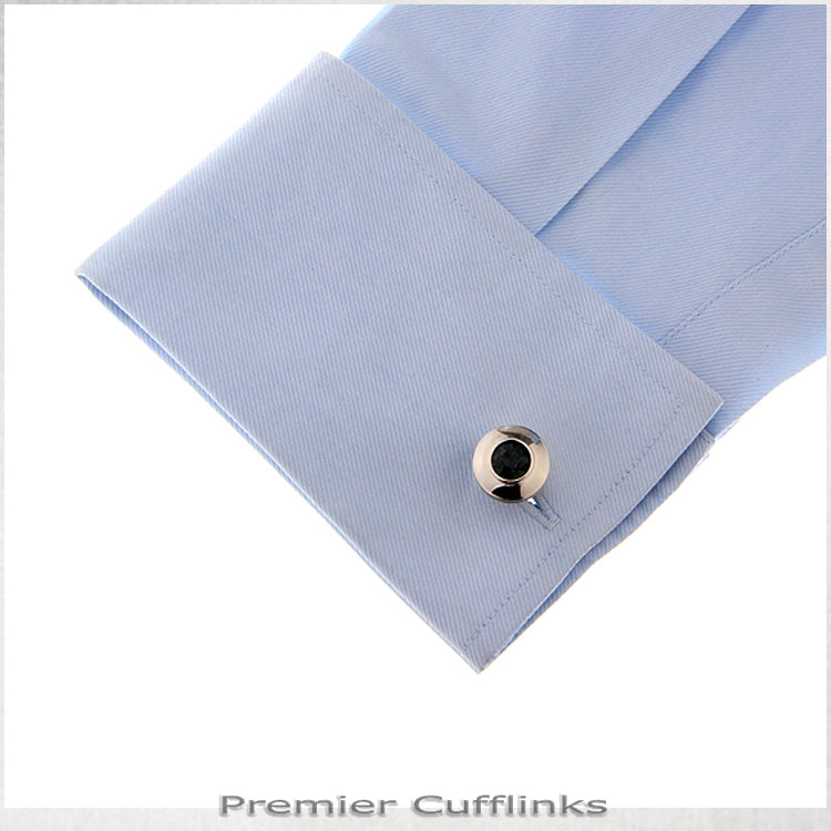 Silver Circle With Black Inset Cufflinks