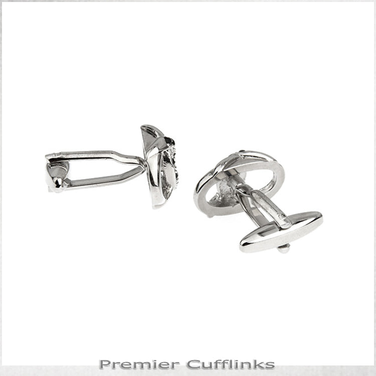 Silver Interlinked Rings with Black Insets Cufflinks