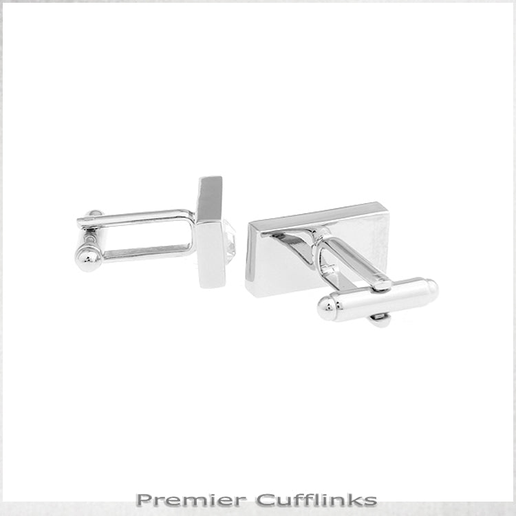 Silver Rectangle with Crystal Inset Cufflinks