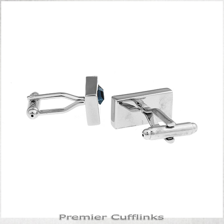 Silver Rectangle with Topaz Inset Cufflinks