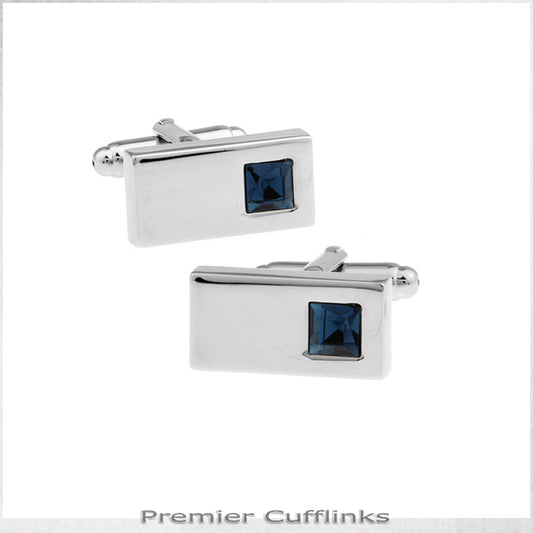 Silver Rectangle with Topaz Inset Cufflinks