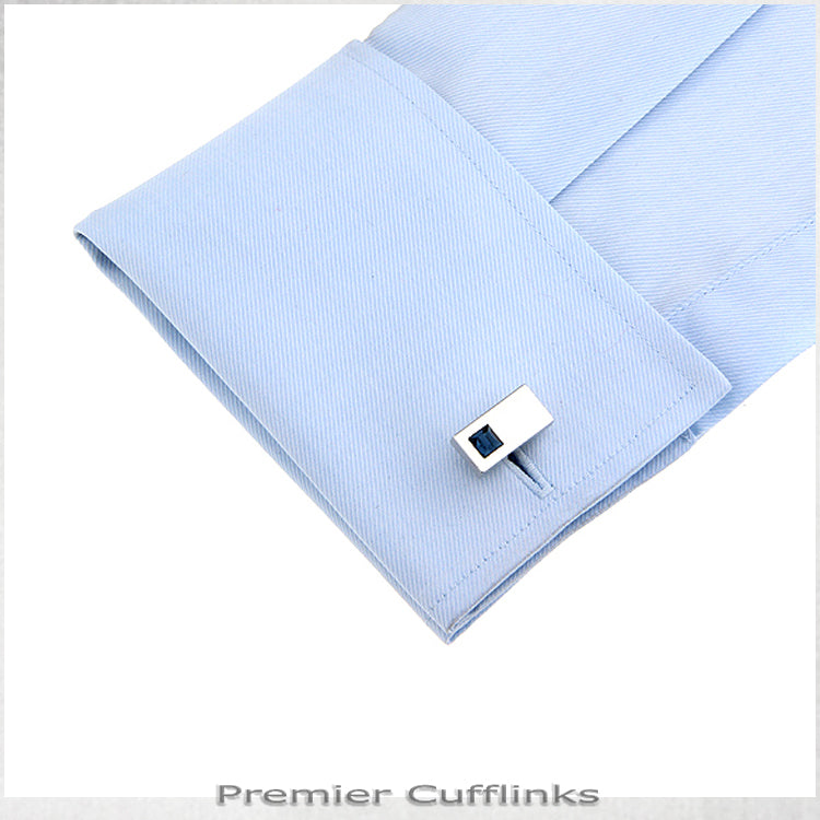 Silver Rectangle with Topaz Inset Cufflinks