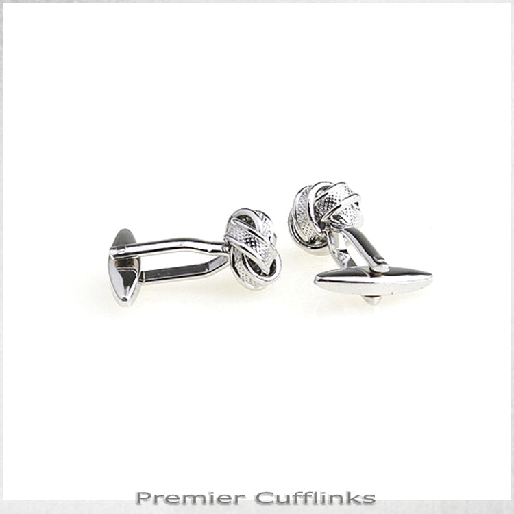 Silver Ribbed Knot Cufflinks