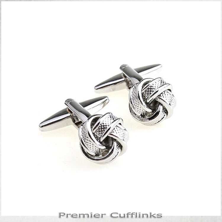 Silver Ribbed Knot Cufflinks